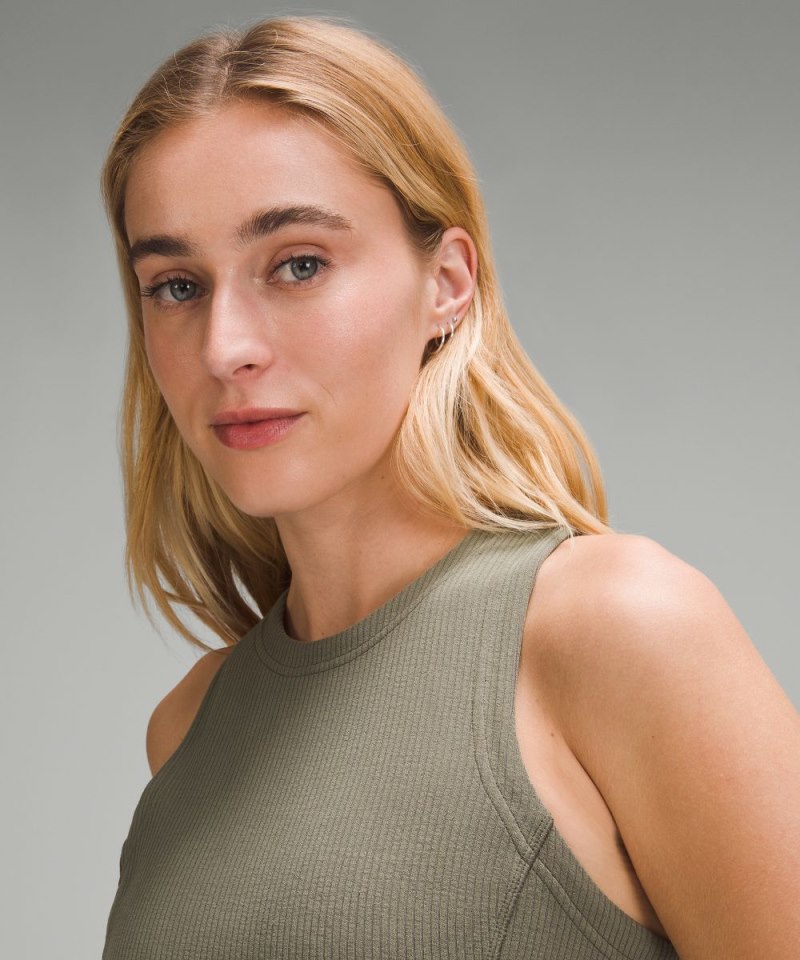 Lululemon Ribbed Softstreme Slim-Fit Tank Dress Army Green Online Outlet Sale