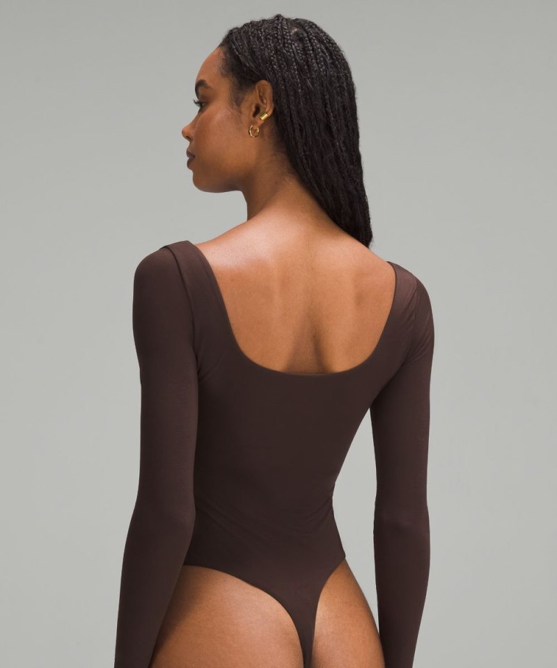 Lululemon Wundermost Ultra-Soft Nulu Square-Neck Long-Sleeve Bodysuit French Press Online Outlet Sale