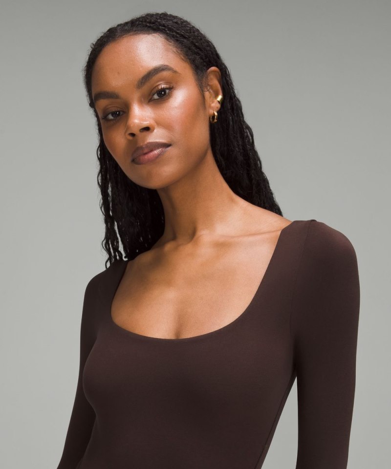 Lululemon Wundermost Ultra-Soft Nulu Square-Neck Long-Sleeve Bodysuit French Press Online Outlet Sale